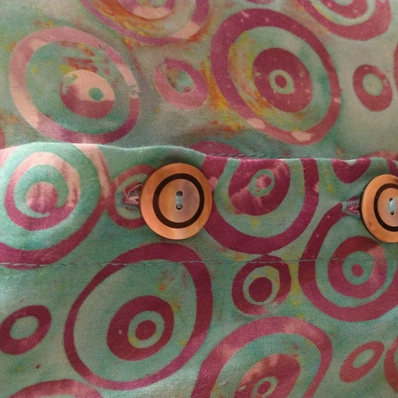 Very Vineyard jade and purple jacket style blouse Sz L - Picture 2 of 7